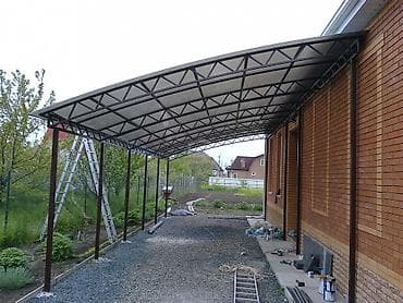 зонтик навес: Навес, Односкатный, Металл, Профнастил, Установка — 7