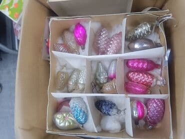 ёлка искусственная: Набор советских ёлочных украшений в оригинальных коробках. Цена 2500 — 3