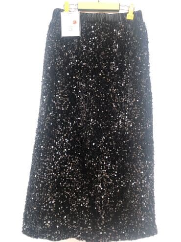 теннисный юбка: Юбка, Модель юбки: Прямая, Макси, Бархат, Высокая талия, С пайетками — 3