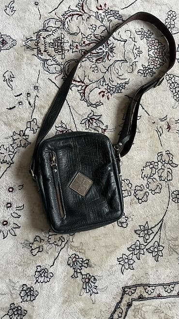 Барсетки: Сумка через плечо компактного формата, - Материал: черная кожа с — 1