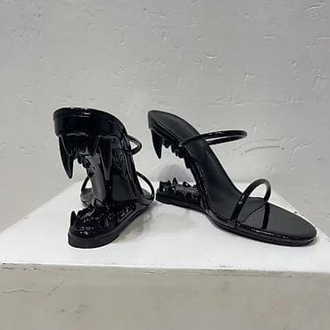 Сабо: Женские мюли на каблуке с дизайнерским декором «челюсть» 37-38 размер — 2