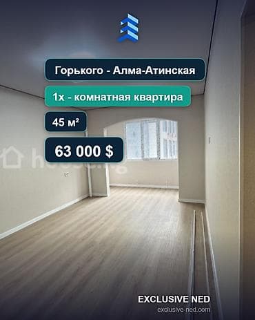 8: 1 комната, 45 м², ул. Горького / Алматинка 106 серия улучшенная, 8 этаж, Евроремонт — 1