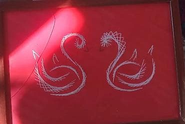 зелен: Панно в технике изонить (string art) - Ручная работа: на деревянном — 9