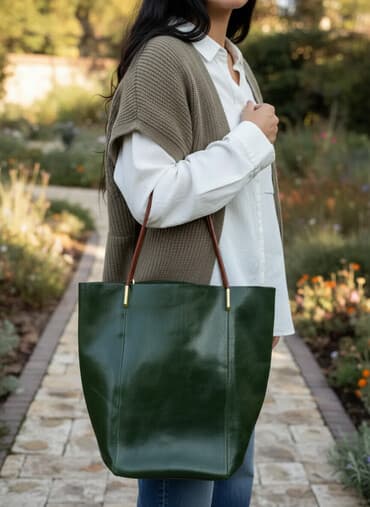 Кожаная сумка (внутри есть тканевая косметичка)