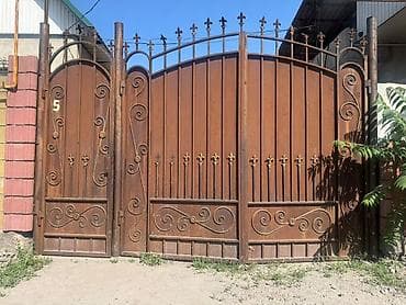 Профиль для ворот: Кованые двустворчатые ворота с калиткой - Материал: сталь с — 4