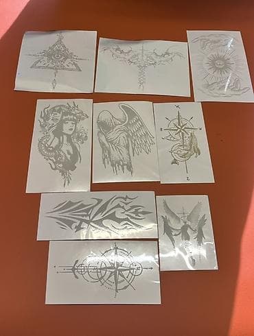 Очки: Набор переводных татуировок (временные тату) с графическими эскизами — 1