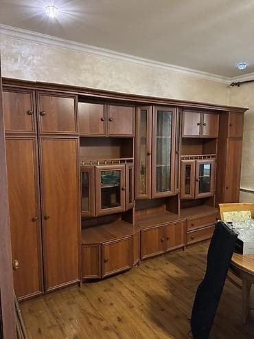 финская стенка: Гостиная/стенка модульная из ЛДСП/МДФ под тёмный орех. В отличном — 1