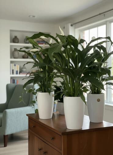 декоротивные растения: Спатифиллум (Spathiphyllum) в декоративных кашпо - Крупные, пышные — 3