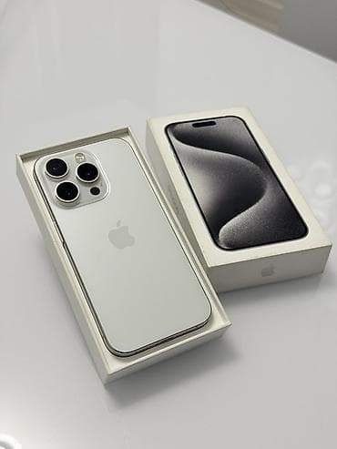 ipad 7: IPhone 15 Pro, Б/у, 128 ГБ, White Titanium, Коробка, 86 % — 1
