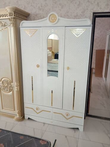 кровать со столом: Спальный гарнитур, Двуспальная кровать, МДФ, Бесплатная доставка, цвет - Белый — 20