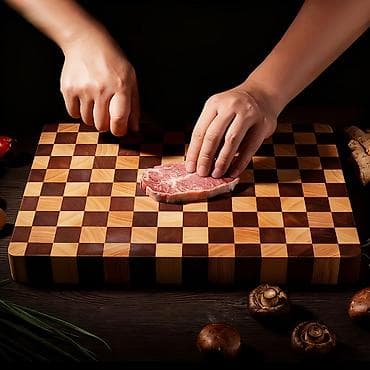 лезвия: Разделочная доска торцевого типа из натурального дерева - Материал — 1