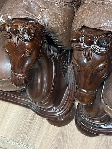 кресло кожаное офисное: Комплект мягкой мебели, цвет - Коричневый — 1