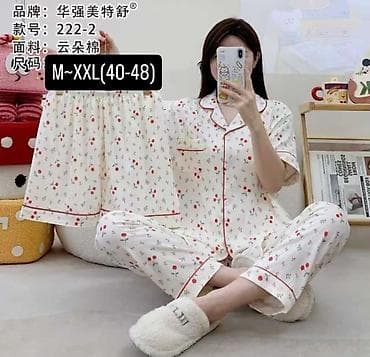шорты двойка: Пижама, Хлопок, Китай, На пуговицах, M, L, XL — 4