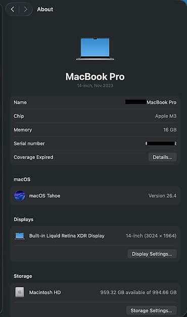 macbook 2008: MacBook Pro 14" M3, 16 ГБ, SSD 1 ТБ. Продаю дешево. Шанс приобрести — 6