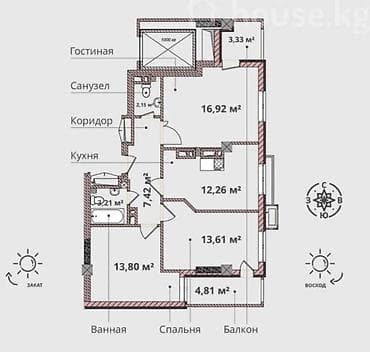 ак жар ж м: 3 бөлмө, 75 м², Элитка, 2 кабат, ПСО (өз алдынча бүтүрүү) — 10