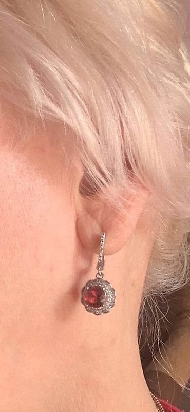 серебряный комплект с красными камнями: Серьги, Женские, Вставка: Рубин, Новый — 6