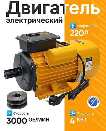 Электродвигатель, Однофазные, Мощность: 4 кВт, Обороты: 3000 об/мин