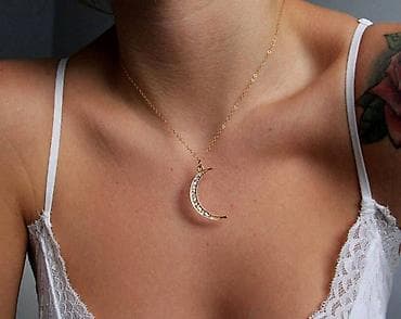 полу месяц: Цепочка, ожерелье с подвеской в ​​виде луны из сплава ювелирного — 3