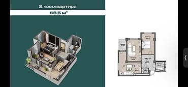 2 комнаты, 68 м², Технопарк Элитка, 11 этаж, ПСО (под самоотделку) — 3