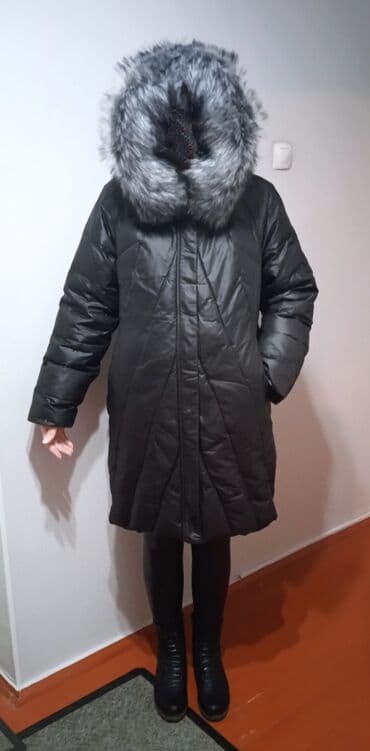 женские махровые халаты больших размеров: Пуховик, По колено, С капюшоном, 3XL — 1