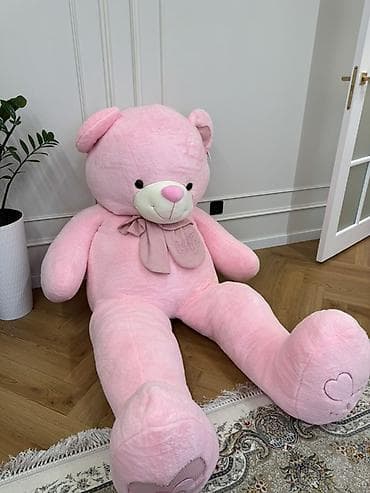 toys: Большой плюшевый мишка розового цвета. - Размер: гигантский, сидя — 1