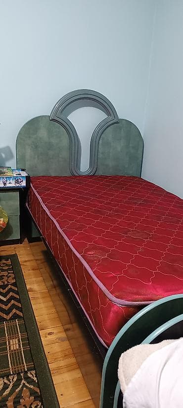 Мебель: Спальный гарнитур, Б/у, Шкаф, Односпальная кровать, ДСП, Самовывоз, цвет - Зеленый — 2