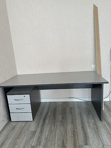 шкаф офисный бу: Офисный стол, Б/у, Нерегулируемый, цвет - Серый, Прямоугольный, ЛДСП, Самовывоз, Платная доставка — 2