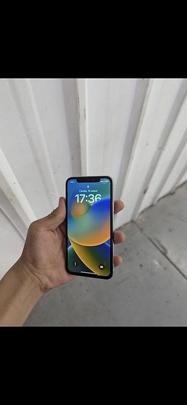 телефон экран: IPhone X, Б/у, 256 ГБ, Серебристый, Чехол, 100 % — 2