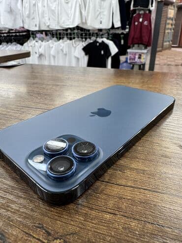 айфон 12 промах: IPhone 12 Pro Max, Колдонулган, 256 ГБ, Pacific Blue, Каптама, Кабель, 81 % — 6