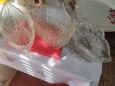 конфетница: Хрустальные советские лодочки конфетницы, антиквариат 3 штукчи 9000 — 2