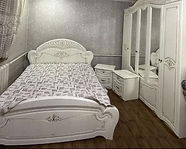 Эмерек гарнитурлары: Уктоочу бөлмө гарнитуру, Колдонулган, Эки кишилик керебет, МДФ, Өзү алып кетүү, түсү - Ак — 1