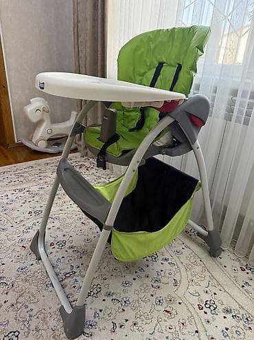 chicco: Стульчик для кормления, Б/у, Chicco, Другой вид, цвет - Зеленый, Самовывоз — 1
