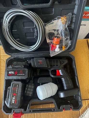 литионные батарейки: Аккумуляторная мини-мойка высокого давления 48V (Li-Ion) в кейсе — 2