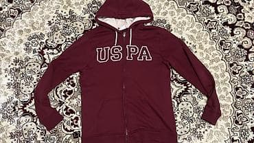 Толстовки: Толстовка на молнии с капюшоном USPA. Размер М - Цвет: бордовый - — 1