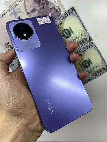 sd card: Vivo Y02, Б/у, 64 ГБ, цвет - Голубой, 1 SIM, 2 SIM — 1