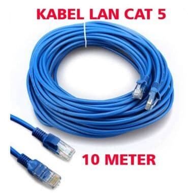 кабель для интернета от роутера к компьютеру: Сетевой кабель 10 метров, с коннекторами, синего цвета с разъёмами — 1