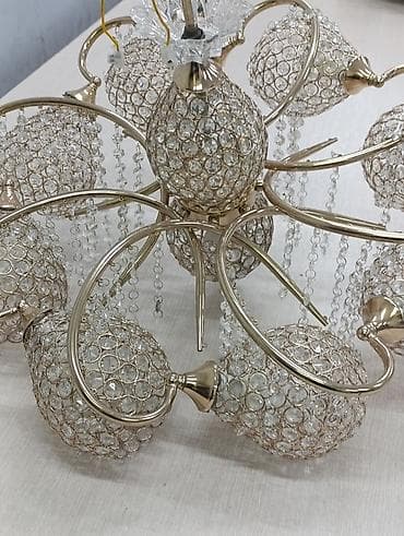 Люстры: Люстра потолочная с кристаллами, 8 плафонов - Основание и дуги — 1