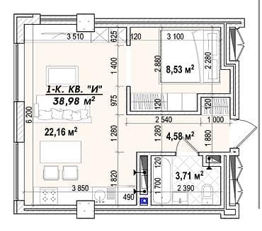 Новостройки от застройщика: Элитка, Студия, 38 м² — 4