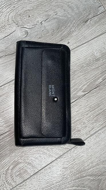 Клатчи: Кожаный мужской клатч-кошелек Montblanc, черный. - Материал — 1