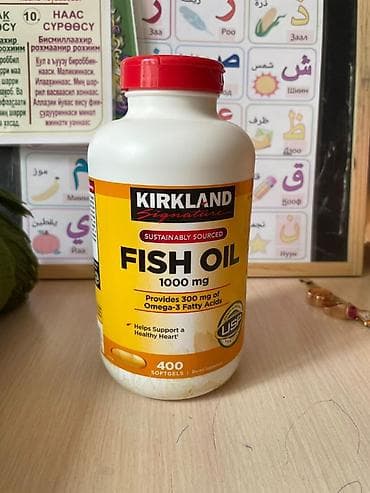 Омега-3, Жүрөк үчүн, Kirkland Signature, Чоңдор үчүн, АКШ, Капсулалар — 1
