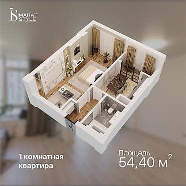 дёшево отдам: 1 комната, 57 м², Элитка, 8 этаж, Готовая ПСО (под самоотделку) — 3