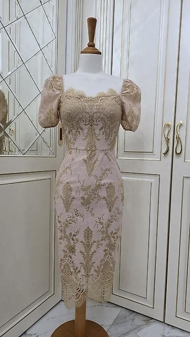 вечернее кружевное платье: Вечернее платье, Коктейльное, С рукавами, Корсет, XS — 3