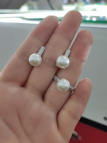 свадебные наборы ручной: Серебряный Комплект Жемчуг Серебро 925 пробы Размеры имеются Цена — 4