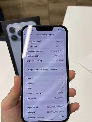 redmo note 10: IPhone 13 Pro, Б/у, 512 ГБ, Sierra Blue, Коробка, 77 % — 4