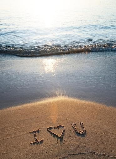 Вазалар: Постер/фотопечать «I ♥ U» на морском берегу - Атмосферный закат у — 1