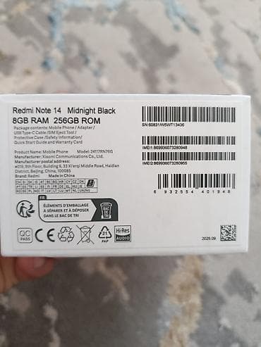 xiaomi redmi note 9 бу: Redmi, Redmi Note 14, Б/у, 256 ГБ, цвет - Черный — 2