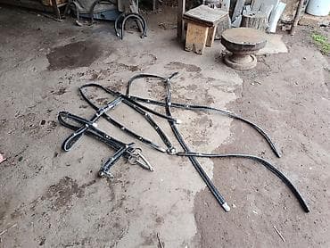 миринос кой: Конская уздечка/налобник с мундштуком - Материал: чёрные кожаные — 8