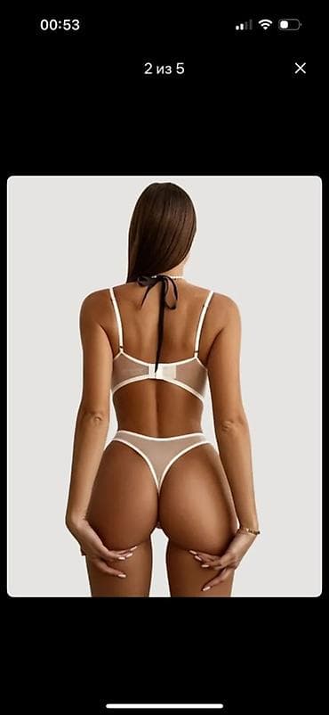 Жеке буюмдар: Комплект, Бюстгальтер, Стринги, Гүлдүү тор менен — 2