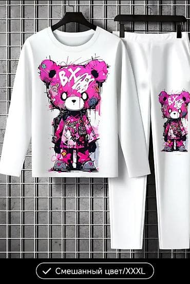 одежда мишка: Женский/унисекс костюм для дома и прогулок: свитшот с длинным рукавом — 1