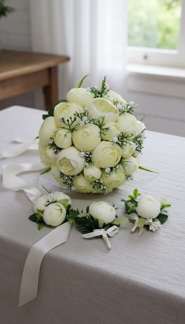 букет невесты искусственный: Свадебный аксессуар, Новый, цвет - Белый — 1